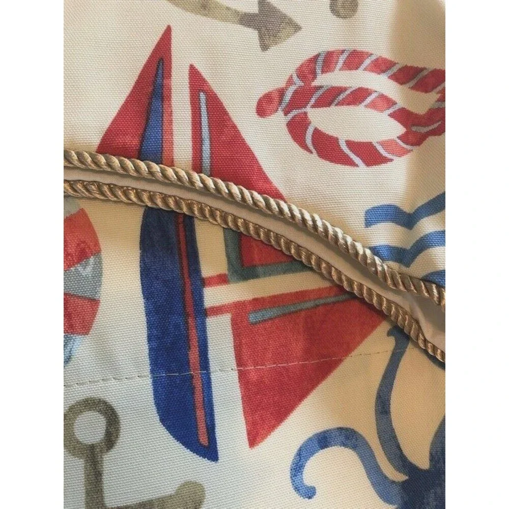 Sea Point Arched Tailored Valance Rope Cord Trim Nautical Print Summer Beach